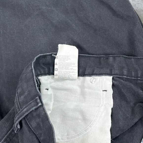 Vintage Dickies Carpenter Pants Smoke Black Cotton Canvas Baggy Wide Leg Fit 90s - Picture 5 of 5